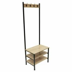 The Home Deco Factory Portemanteaux Et Patères Meuble Porte Manteaux 4 Crochets 3 étagères