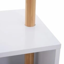 Homcom Meubles D'entrée Et à Chaussures Meuble Rangement Porte-manteaux 2 En 1 Blanc Bois Bambou -Meubles d'appoint Soldes meuble rangement porte manteaux 2 en 1 blanc bois bambou 5
