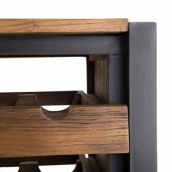 MACABANE Meubles D'entrée Et à Chaussures Meuble Rangement Vin 5 Niveaux En Teck Recyclé Et Métal Noir -Meubles d'appoint Soldes meuble rangement vin 5 niveaux en teck recycle et metal noir 5