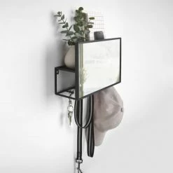 Umbra Portemanteaux Et Patères Miroir Patère Vide-poches Noir 12.63x4.13x8cm -Meubles d'appoint Soldes miroir patere vide poches noir 12 63x4 13x8cm 2