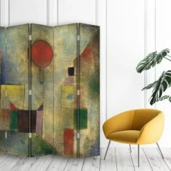 Legendarte Paravents Paravent - Cloison Ballon Rouge - Paul Klee Cm 180x170 (5 Volets) -Meubles d'appoint Soldes paravent cloison ballon rouge paul klee cm 180x170 5 volets 2