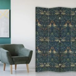 Legendarte Paravents Paravent - Cloison Bird - William Morris 145x170cm (4 Volets) -Meubles d'appoint Soldes paravent cloison bird william morris 145x170cm 4 volets 2