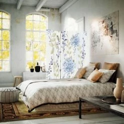 Legendarte Paravents Paravent - Cloison Country Blossoms 110x150cm (3 Volets) -Meubles d'appoint Soldes paravent cloison country blossoms 110x150cm 3 volets 1