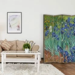 Legendarte Paravents Paravent - Cloison Iris - Vincent Van Gogh Cm 145x170 (4 Volets) -Meubles d'appoint Soldes paravent cloison iris vincent van gogh cm 145x170 4 volets 2