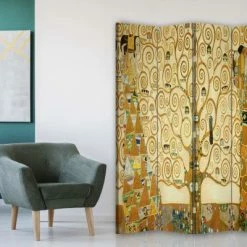 Legendarte Paravents Paravent - Cloison L'Arbre De Vie - Gustav Klimt 145x180cm (4 Volets) -Meubles d'appoint Soldes paravent cloison l arbre de vie gustav klimt 145x180cm 4 volets 2