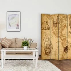 Legendarte Paravents Paravent Cloison Voyages Américains 145x180cm (4 Volets) -Meubles d'appoint Soldes paravent cloison voyages americains 145x180cm 4 volets 1