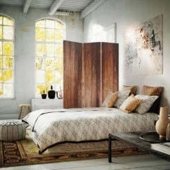 Legendarte Paravents Paravent Cloison Wood Effect 110x150cm (3 Volets) -Meubles d'appoint Soldes paravent cloison wood effect 110x150cm 3 volets 1