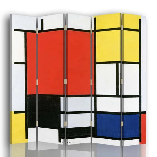 Legendarte Paravents Paravent Composition Avec Large Plan Rouge, Mondrian Cm 180x170 (5x) 3 Legendarte Paravents Paravent Composition Avec Large Plan Rouge, Mondrian Cm 180x170 (5x)