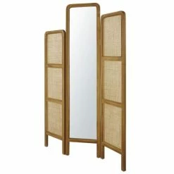 Maisons Du Monde Paravents Paravent En Bois De Teck, Rotin Et Miroir