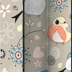 Artgeist Paravents Paravent Enfant Pattern With Birds Multicolore 135x172