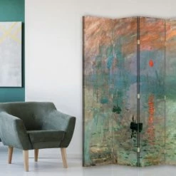 Legendarte Paravents Paravent Impression Soleil Levant, Claude Monet 145x180cm (4 Volets) -Meubles d'appoint Soldes paravent impression soleil levant claude monet 145x180cm 4 volets 1