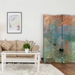 Legendarte Paravents Paravent Impression Soleil Levant, Claude Monet 145x180cm (4 Volets) -Meubles d'appoint Soldes paravent impression soleil levant claude monet 145x180cm 4 volets 2