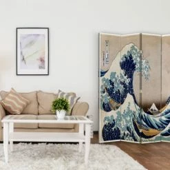 Legendarte Paravents Paravent La Grande Vague De Kanagawa - K. Hokusai 145x180cm (4x) -Meubles d'appoint Soldes paravent la grande vague de kanagawa k hokusai 145x180cm 4x 2