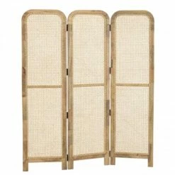 MACABANE Paravents Paravent Marron Bois De Manguier Et Cannage Couleur Naturelle -Meubles d'appoint Soldes paravent marron bois de manguier et cannage couleur naturelle 3