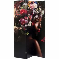 Kare Design Paravents Paravent Noir Imprimé Femmes Et Fleurs