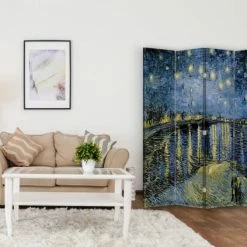 Legendarte Paravents Paravent Nuit Étoilée Sur Le Rhone - Van Gogh Cm 145x170 (4 Volets) -Meubles d'appoint Soldes paravent nuit etoilee sur le rhone van gogh cm 145x170 4 volets 2