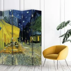 Legendarte Paravents Paravent Terrasse Du Café Le Soir - Van Gogh Cm 180x170 (5 Volets) -Meubles d'appoint Soldes paravent terrasse du cafe le soir van gogh cm 180x170 5 volets 2