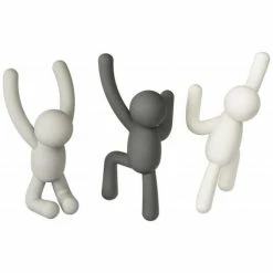 Umbra Portemanteaux Et Patères Patère Bonhomme Buddy (lot De 3) Gris - Blanc -Meubles d'appoint Soldes patere bonhomme buddy lot de 3 gris blanc 2