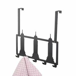 Compactor Portemanteaux Et Patères Patère De Porte 5 Crochets En Métal Noir -Meubles d'appoint Soldes patere de porte 5 crochets en metal noir 1