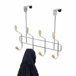 Compactor Portemanteaux Et Patères Patère De Porte 8 Crochets En Bois -Meubles d'appoint Soldes patere de porte 8 crochets en bois 4