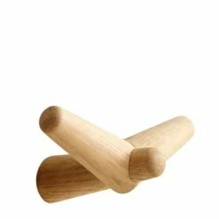 WOUD Portemanteaux Et Patères Patère Noire En Bois De Chêne -Meubles d'appoint Soldes patere nature en bois de chene