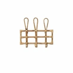 Casatera Portemanteaux Et Patères Patère Vintage 3 Crochets En Rotin Bois Clair