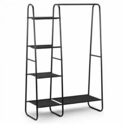 Wadiga Valets De Nuits Et Portants Penderie Démontable En Métal Et Tissu Noir H150cm -Meubles d'appoint Soldes penderie demontable en metal et tissu noir h150cm 1