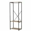 Urban Living Portemanteaux Et Patères Penderie En Métal Noir Et Bois + 2 étagères - 60x40x147cm -Meubles d'appoint Soldes penderie en metal noir et bois 2 etageres 60x40x147cm