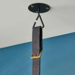 Mob In Valets De Nuits Et Portants Penderie Suspendue Bois Et Lanières Cuir Noir L100 Cm -Meubles d'appoint Soldes penderie suspendue bois et lanieres cuir noir l100 cm 4