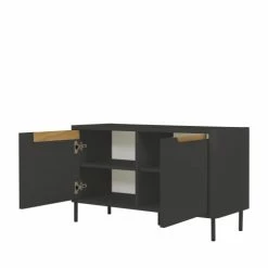 Tenzo Meubles D'entrée Et à Chaussures Petit Meuble De Rangement En Bois 2 Portes L94cm Gris Anthracite -Meubles d'appoint Soldes petit meuble de rangement en bois 2 portes l94cm gris anthracite 3