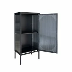 House Nordic Meubles D'entrée Et à Chaussures Petit Meuble De Rangement En Verre Et Métal H50cm Noir -Meubles d'appoint Soldes petit meuble de rangement en verre et metal h50cm noir 3