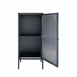 House Nordic Meubles D'entrée Et à Chaussures Petit Meuble De Rangement En Verre Et Métal H50cm Noir -Meubles d'appoint Soldes petit meuble de rangement en verre et metal h50cm noir 4