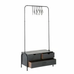 Maisons Du Monde Valets De Nuits Et Portants Portant 3 Tiroirs En Métal Noir Avec 6 Cintres -Meubles d'appoint Soldes portant 3 tiroirs en metal noir avec 6 cintres 1000 6 32 176619 3