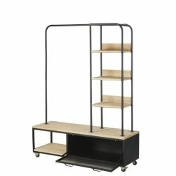 Maisons Du Monde Valets De Nuits Et Portants Portant à Roulettes En Sapin Et Métal Noir -Meubles d'appoint Soldes portant a roulettes en sapin et metal noir 1000 2 3 193564 3