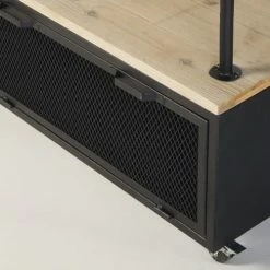 Maisons Du Monde Valets De Nuits Et Portants Portant à Roulettes En Sapin Et Métal Noir -Meubles d'appoint Soldes portant a roulettes en sapin et metal noir 1000 2 3 193564 4