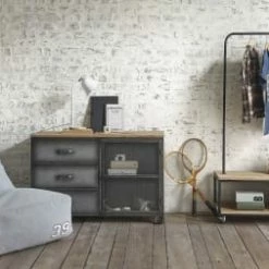 Maisons Du Monde Valets De Nuits Et Portants Portant à Roulettes En Sapin Et Métal Noir -Meubles d'appoint Soldes portant a roulettes en sapin et metal noir 1000 2 3 193564 6