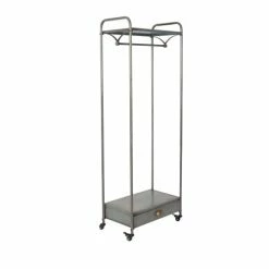 Drawer Valets De Nuits Et Portants Portant à Vêtements Avec Tiroir En Métal Patiné -Meubles d'appoint Soldes portant a vetements avec tiroir en metal patine 2