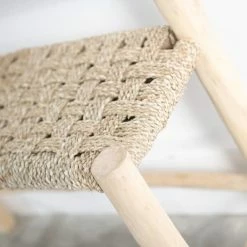 Casatera Meubles D'entrée Et à Chaussures Portant Bois De Teck Jonc De Mer Bois Clair -Meubles d'appoint Soldes portant bois de teck jonc de mer bois clair 4