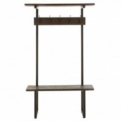 Meubles & Design Valets De Nuits Et Portants Portant D'entrée Avec Banc En Bois Massif -Meubles d'appoint Soldes portant d entree avec banc en bois massif 2