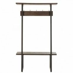 Meubles & Design Valets De Nuits Et Portants Portant D'entrée Avec Banc En Bois Massif -Meubles d'appoint Soldes portant d entree avec banc en bois massif 3