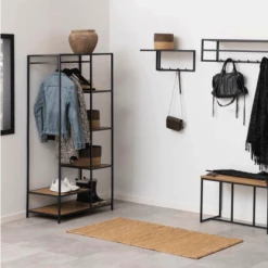 Meubles & Design Valets De Nuits Et Portants Portant Moderne Avec Penderie En Bois Et Métal -Meubles d'appoint Soldes portant moderne avec penderie en bois et metal 1