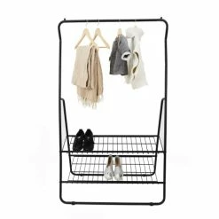 Toilinux Valets De Nuits Et Portants Portant Pour Vêtement En Métal Noir -Meubles d'appoint Soldes portant pour vetement en metal noir 2