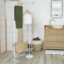 Urban Meuble Valets De Nuits Et Portants Portant Vêtement Porte-serviette Moderne Et élégant Blanc -Meubles d'appoint Soldes portant vetement porte serviette moderne et elegant blanc 1