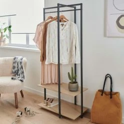 Mob In Valets De Nuits Et Portants Portant Vêtements Avec étagères Noir -Meubles d'appoint Soldes portant vetements avec etageres noir 2