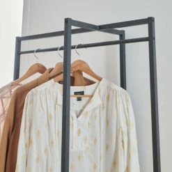 Mob In Valets De Nuits Et Portants Portant Vêtements Avec étagères Noir -Meubles d'appoint Soldes portant vetements avec etageres noir 3