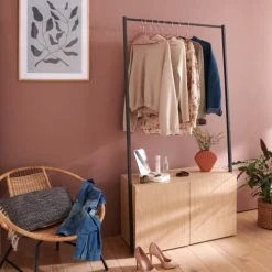 Mob In Valets De Nuits Et Portants Portant Vêtements Avec Placards Effet Bois Clair -Meubles d'appoint Soldes portant vetements avec placards effet bois clair 1