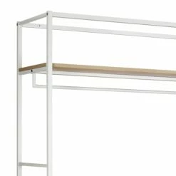 Mob In Valets De Nuits Et Portants Portant Vêtements Bois Et Métal Blanc L110 X H200cm -Meubles d'appoint Soldes portant vetements bois et metal blanc l110 x h200cm 2