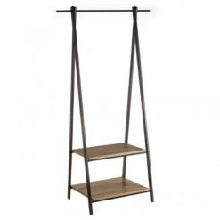 Wadiga Portemanteaux Et Patères Portant Vêtements Bois Et Métal Noir