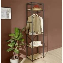 Mob In Valets De Nuits Et Portants Portant Vêtements En Bois Et Métal NOIR L50 X H200cm -Meubles d'appoint Soldes portant vetements en bois et metal noir l50 x h200cm 2