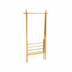 Wadiga Portemanteaux Et Patères Portant Vêtements Pliable En Bois De Pin Avec étagère - 76x46x150cm -Meubles d'appoint Soldes portant vetements pliable en bois de pin avec etagere 76x46x150cm 4